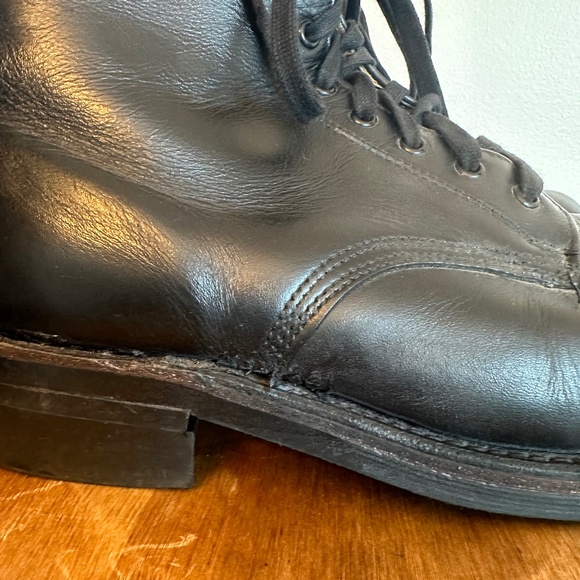 Vintage Biltrite Combat Boots Black Leather Mens Size 8.5 Steel Toe Made In 1993 - Picture 7 of 9